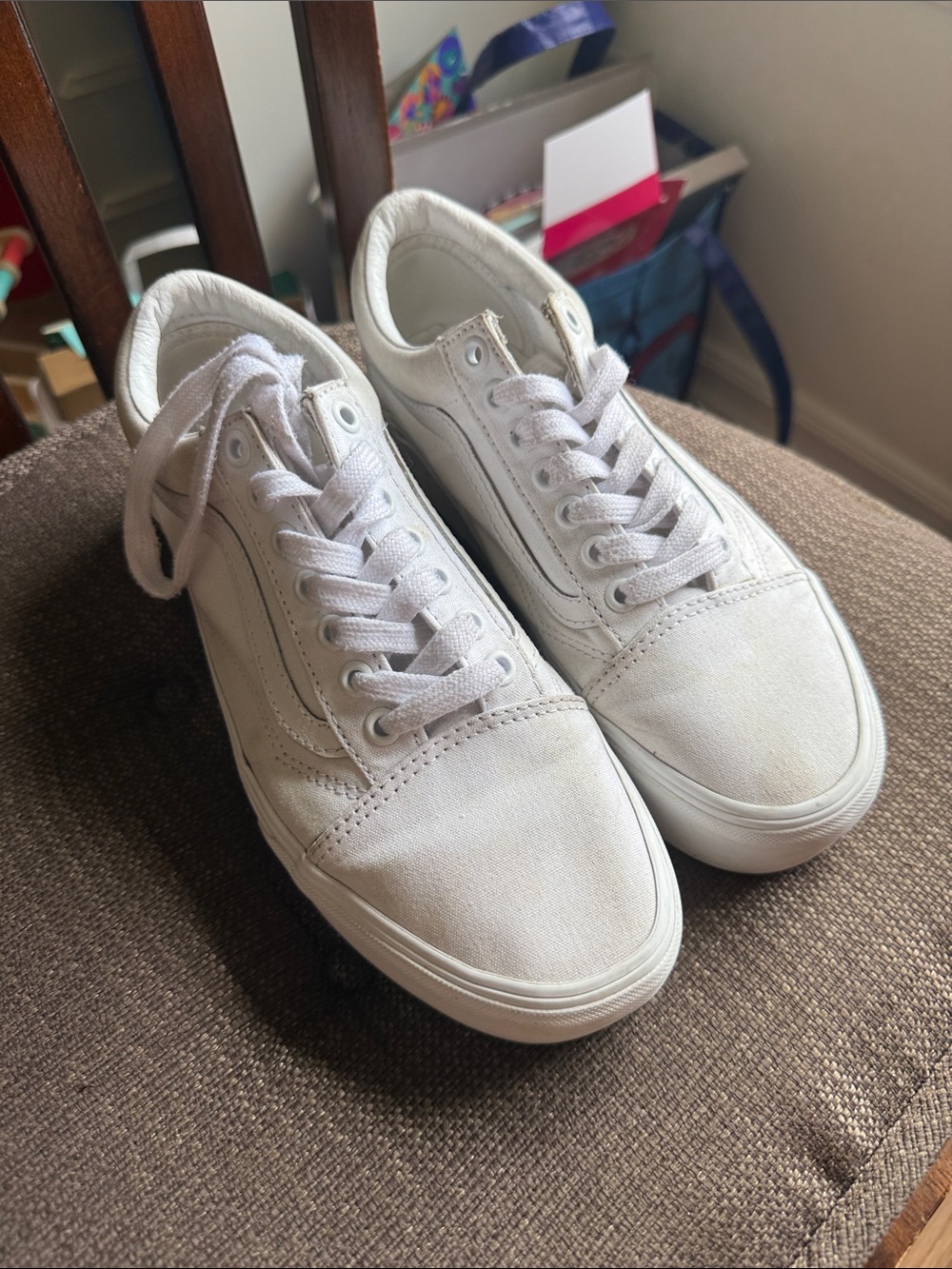 Classic White Vans with platform